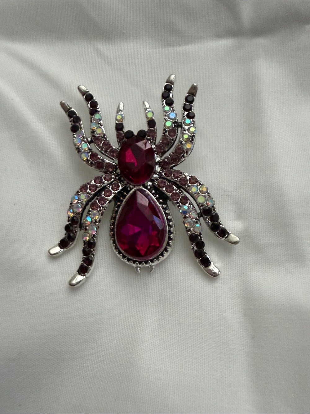 Crystal Spider Brooch - Fuchsia Pink Statement Pin